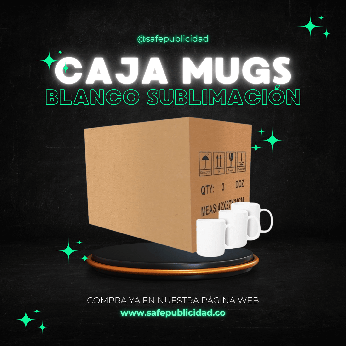 Caja Mugs Blanco Sublimación Calidad AAA