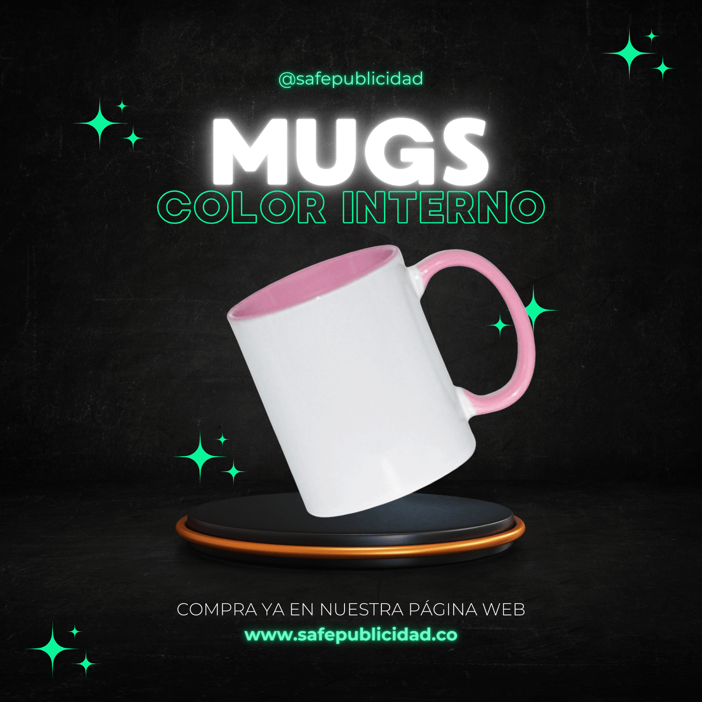 Mugs Color Interno y Oreja Color Rosado Sublimación