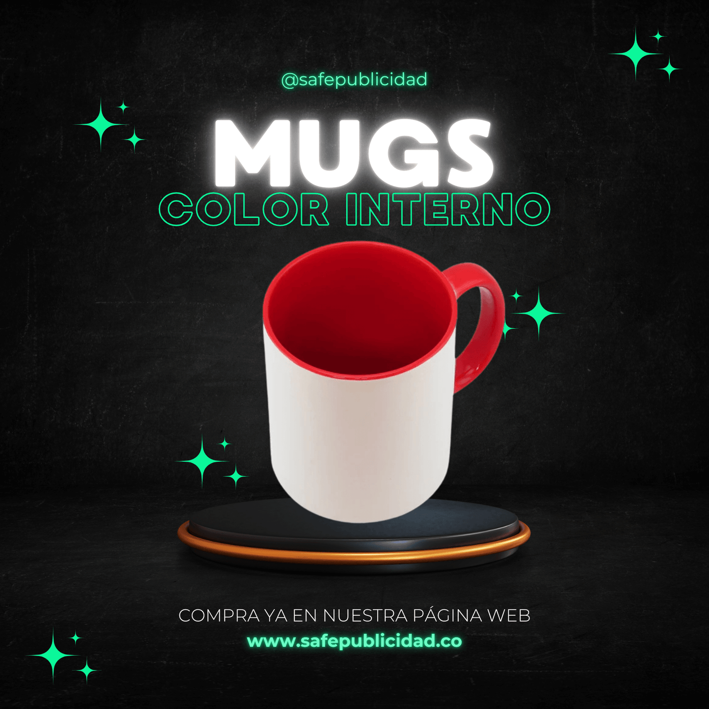 Mugs Color Interno y Oreja Color Rojo Sublimación