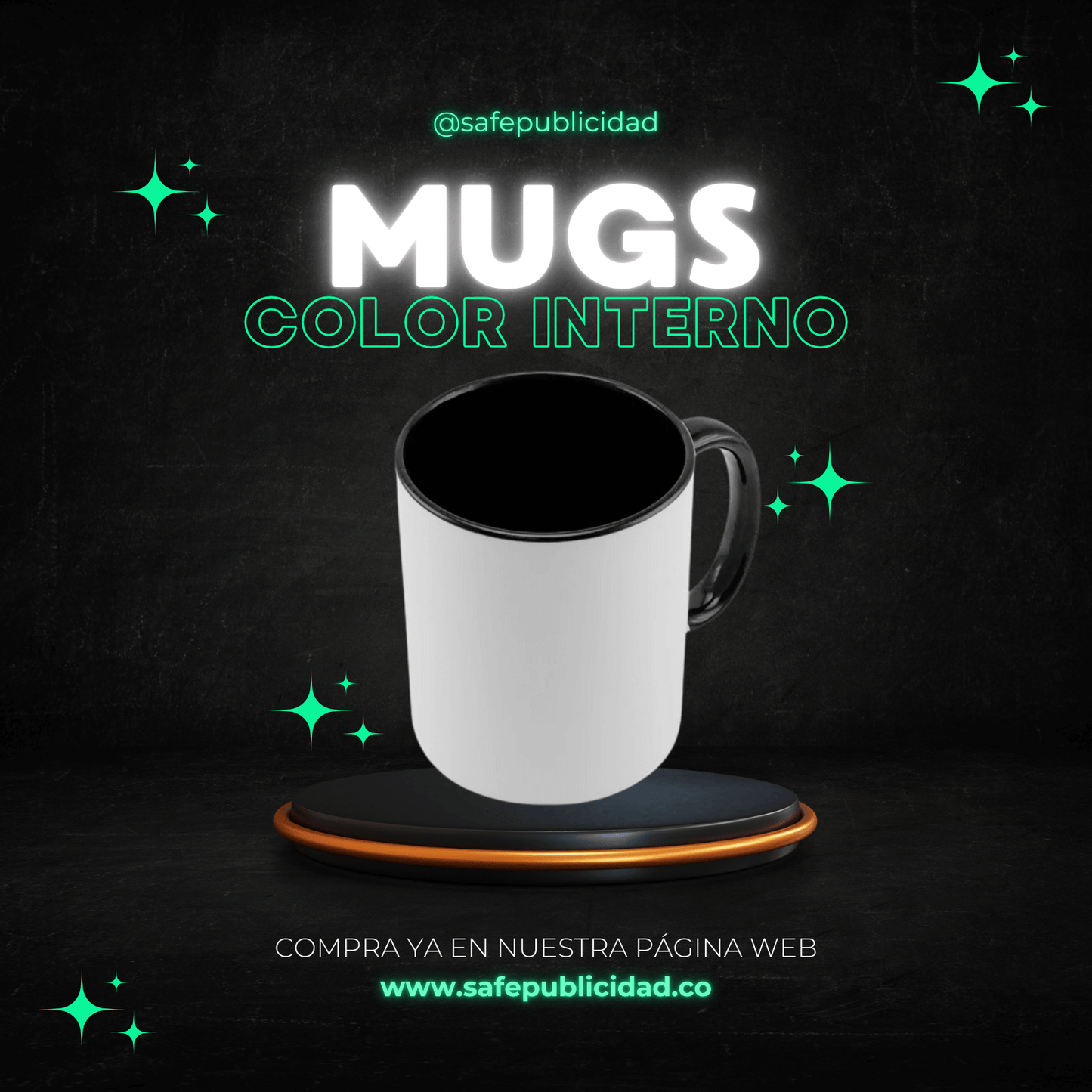 Mugs Color Interno y Oreja Color Negro Sublimación