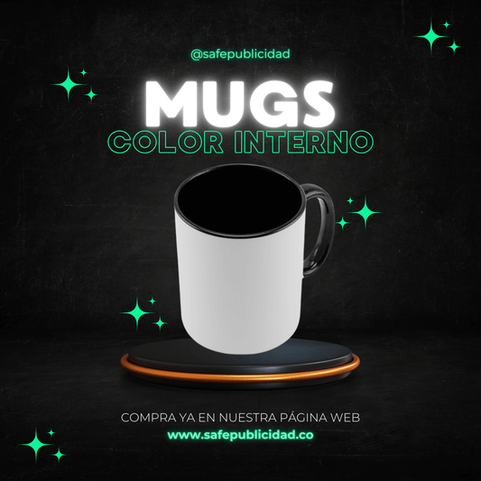 Mugs Color Interno y Oreja Color Negro Sublimación