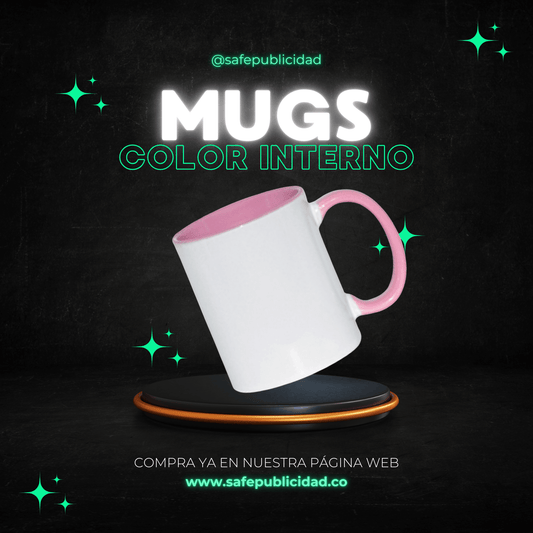 Mugs Color Interno y Oreja Color Rosado Sublimación