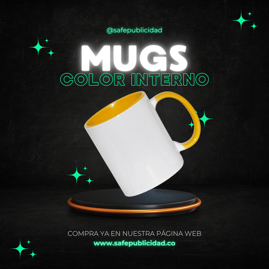 Mugs Color Interno y Oreja Color Amarillo Sublimación